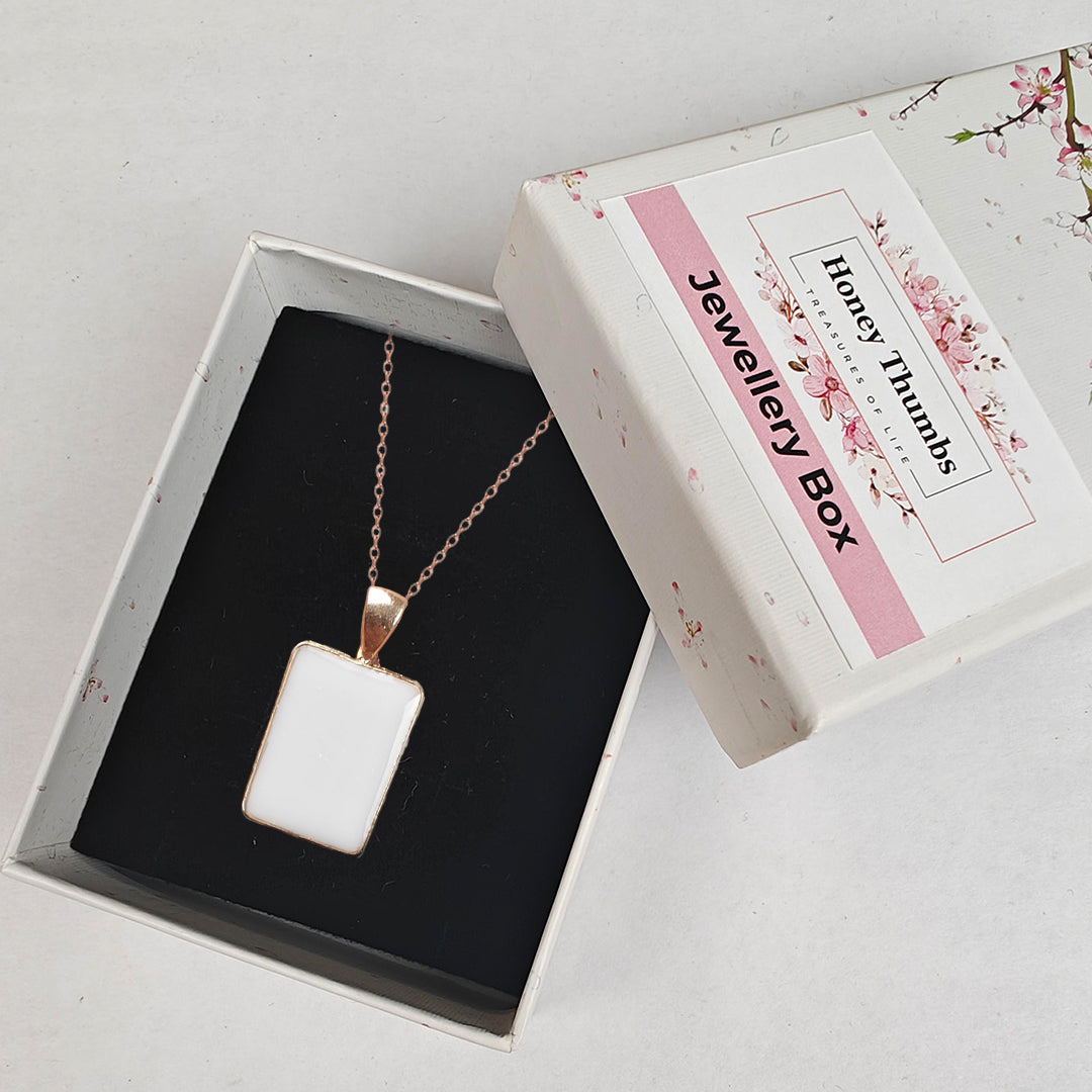 Rosegold Posh Rectangle Pendant with Breastmilk Jewelry Kit