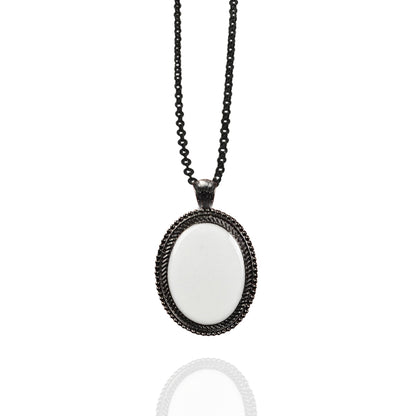 Black Broad Oval Pendant with Breastmilk Jewelry Kit
