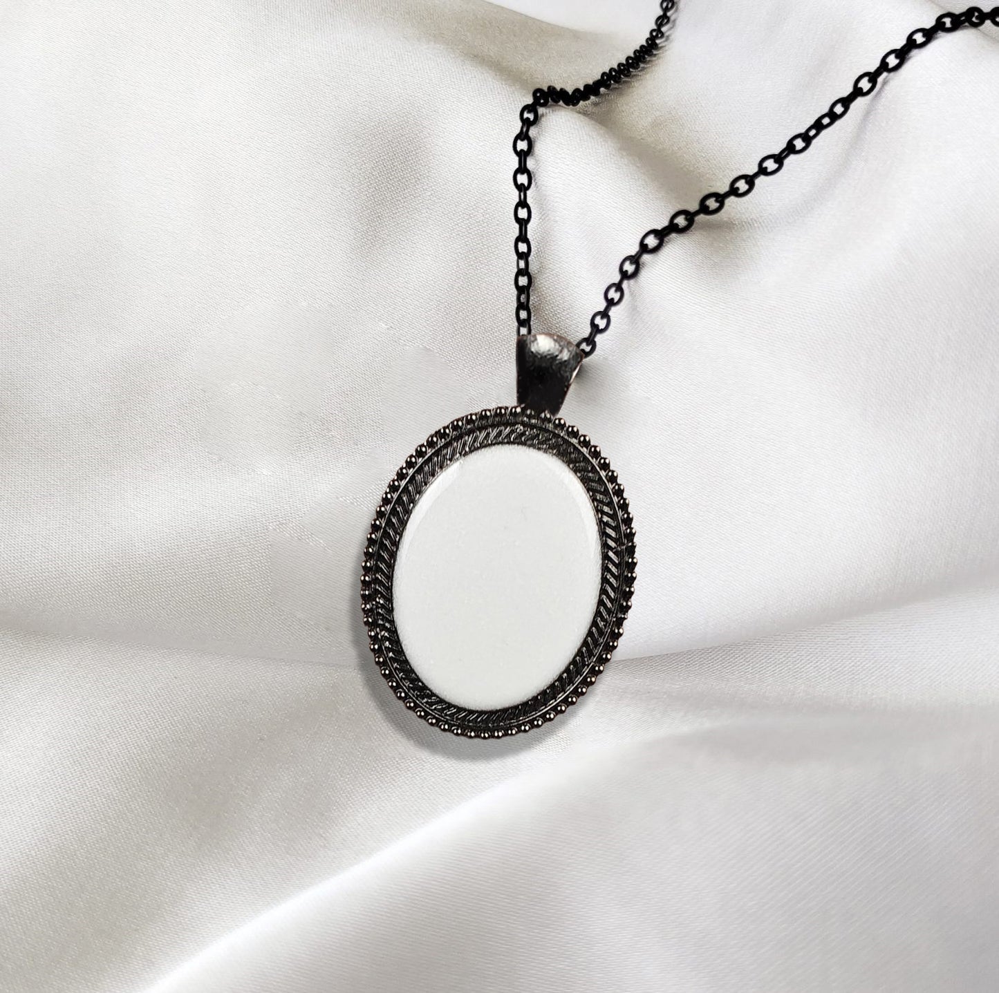 Black Broad Oval Pendant with Breastmilk Jewelry Kit