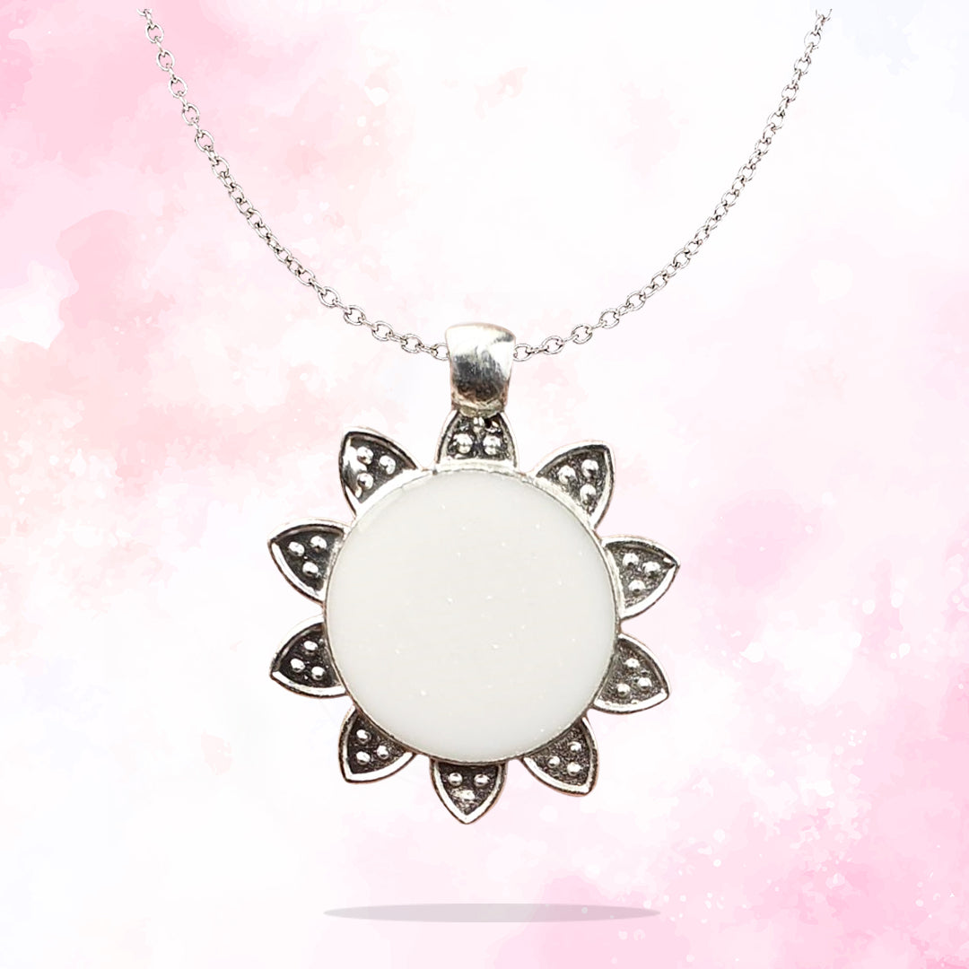 Silver Flower Bloom Pendant with Breastmilk Jewelry Kit
