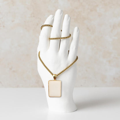 Golden Posh Rectangle Pendant with Breast Milk Jewelry DIY Kit